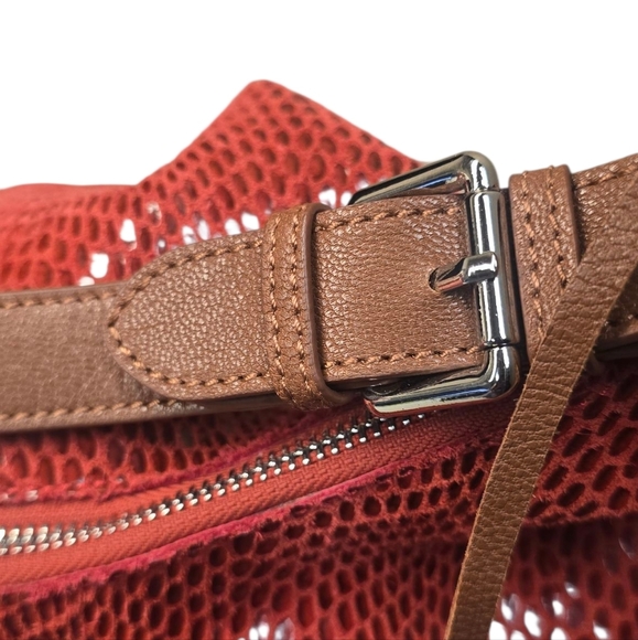 Sorial Red Sammie Large Leather Snakeskin Embossed Sparkly Hobo Bag - Picture 7 of 14